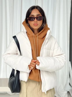 Princess Polly Augie Puffer Jacket  Cream Best