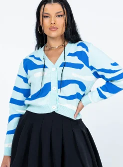 Princess Polly Austin Cardigan  Blue Clearance