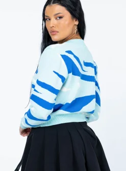 Princess Polly Austin Cardigan  Blue Clearance
