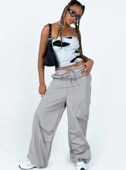 Princess Polly Austin Parachute Pants  Grey Clearance