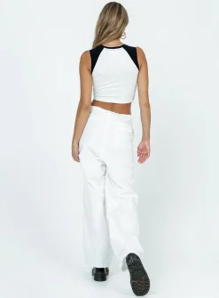 Princess Polly Austin Parachute Pants White New