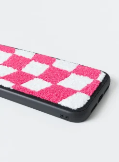 Princess Polly Avenue Check Textured Iphone Case/ White Pink Cheap