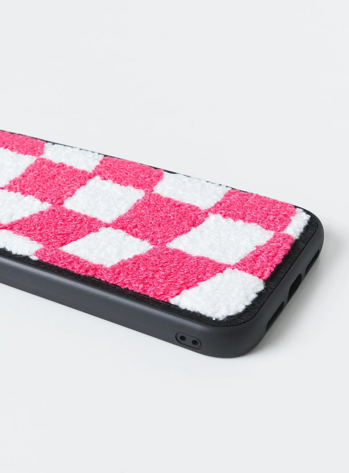 Princess Polly Avenue Check Textured Iphone Case/ White Pink Cheap