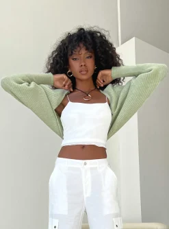 Princess Polly Aviana Cardigan  Sage Flash Sale