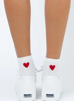 Princess Polly Ayla Heart Socks  White Online