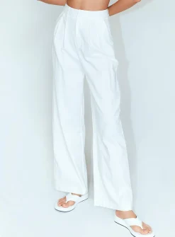 Princess Polly Ayla Linen Pants  White Discount
