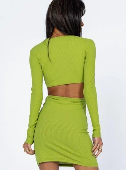 Princess Polly Ayrton Mini Dress  Green Cheap