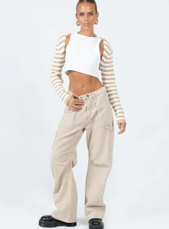 Princess Polly Aytan Bolero Sweater  Beige/White Cheap