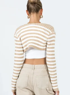 Princess Polly Aytan Bolero Sweater  Beige/White Cheap