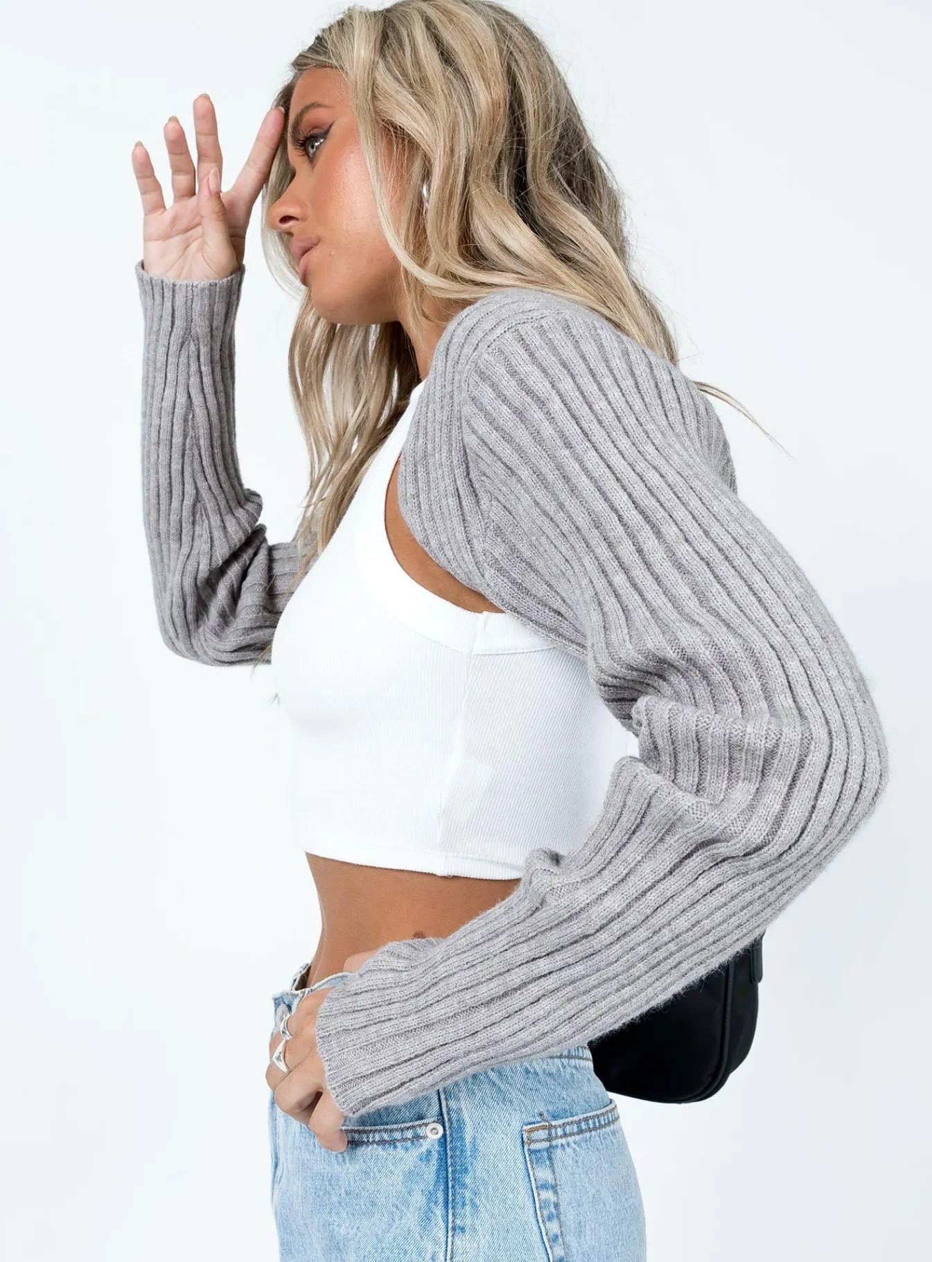 Princess Polly Aytan Bolero Sweater Grey Hot