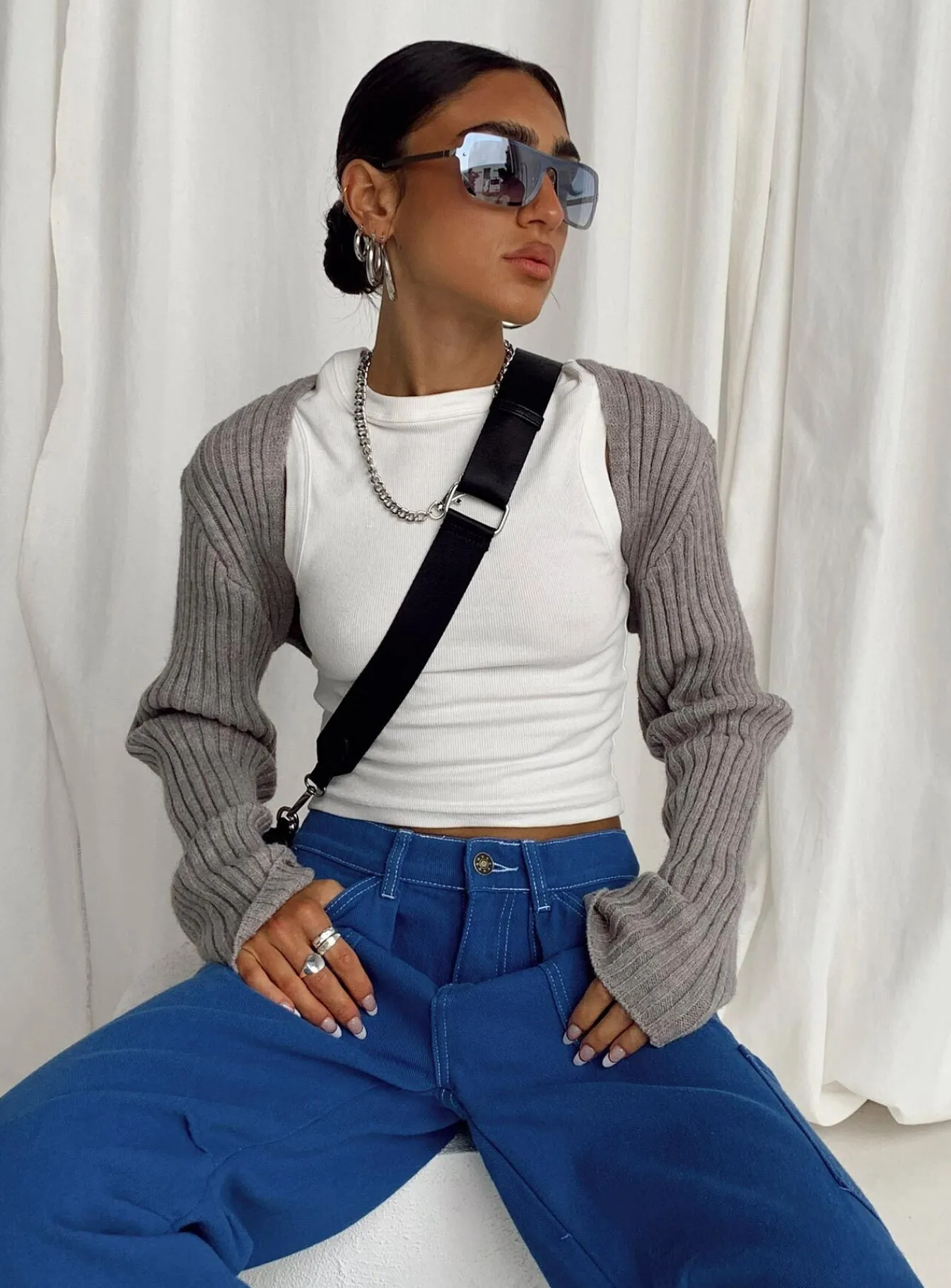 Princess Polly Aytan Bolero Sweater Grey Hot