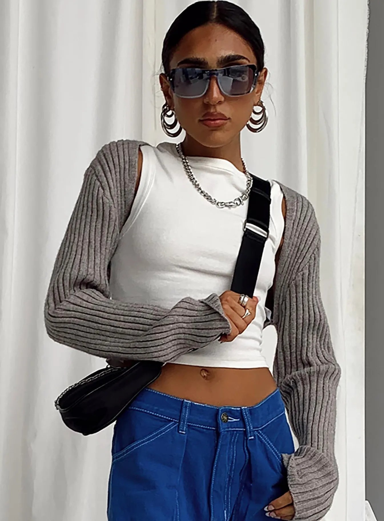 Princess Polly Aytan Bolero Sweater Grey Hot