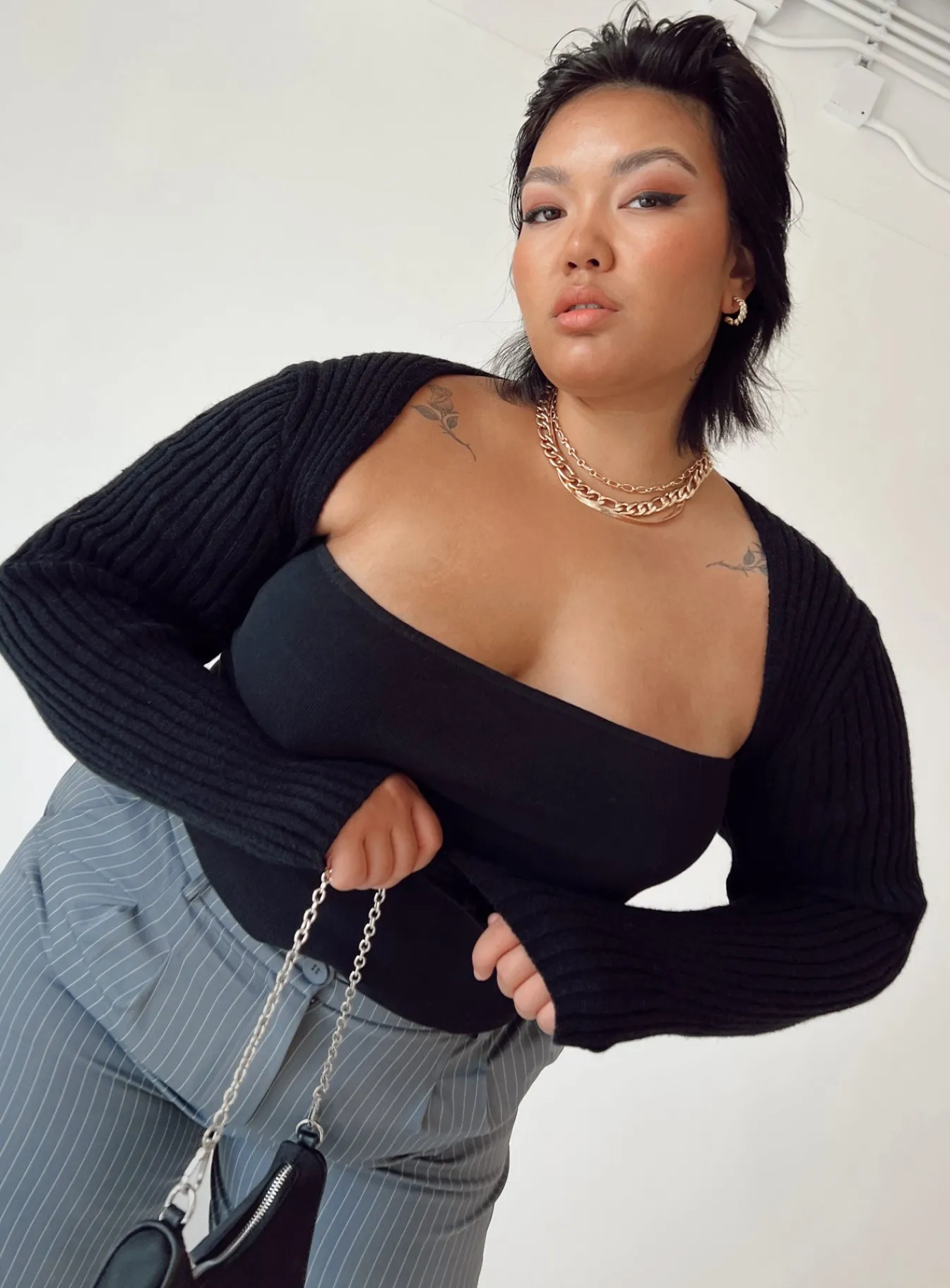 Princess Polly Aytan Bolero Sweatercurve Black Hot