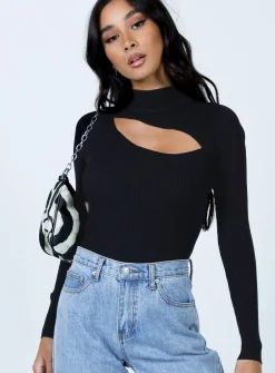 Princess Polly Azalea Long Sleeve Bodysuit  Black Store