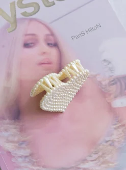Princess Polly Azie Heart Hair Clip Pearl Cream Discount