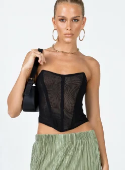 Princess Polly Azriel Strapless Bustier  Black Clearance