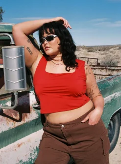 Princess Polly Back In Time Topcurve   Red Clearance