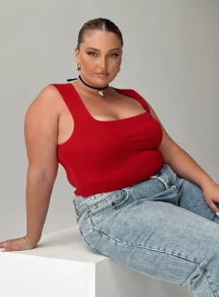 Princess Polly Back In Time Topcurve   Red Clearance