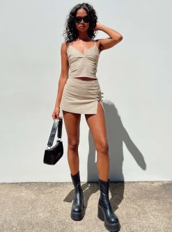 Princess Polly Back 2K Mini Skirt Taupe Best Sale