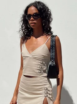 Princess Polly Back 2K Top  Taupe Best