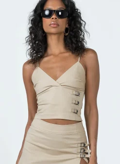 Princess Polly Back 2K Top  Taupe Best