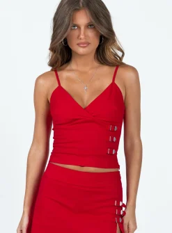 Princess Polly Back 2K Top  Red Clearance