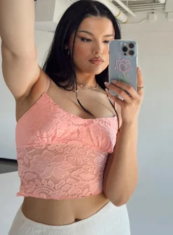 Princess Polly Bagley Top  Pink Sale