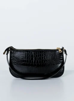 Princess Polly Baguette Bag Black   Black Croc Sale