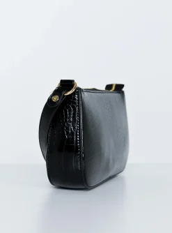 Princess Polly Baguette Bag Black   Black Croc Sale