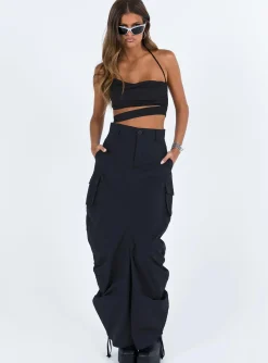 Princess Polly Baird Cargo Maxi Skirt  Black Fashion