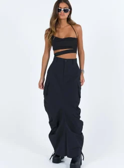 Princess Polly Baird Cargo Maxi Skirt  Black Fashion
