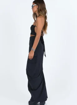 Princess Polly Baird Cargo Maxi Skirt  Black Fashion