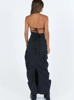 Princess Polly Baird Cargo Maxi Skirt  Black Fashion
