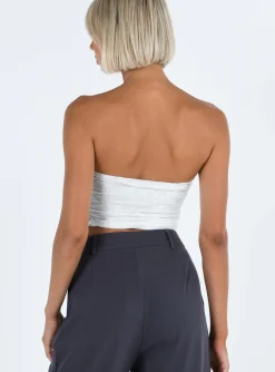 Princess Polly Balcer Top  White Flash Sale