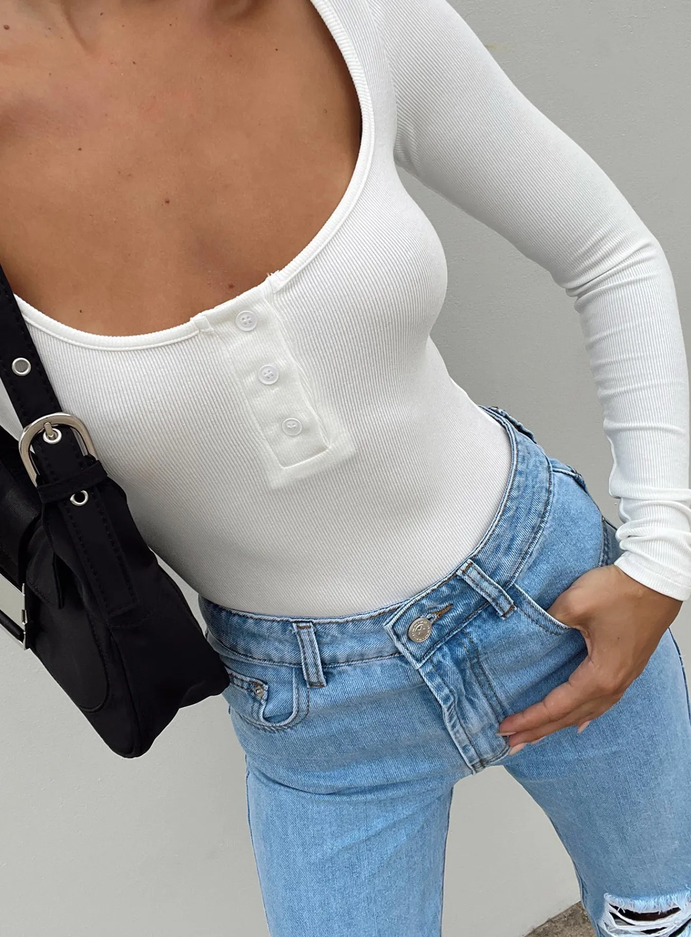 Princess Polly Ballard Long Sleeve Bodysuit White Outlet