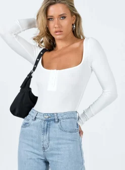 Princess Polly Ballard Long Sleeve Bodysuit  White Outlet