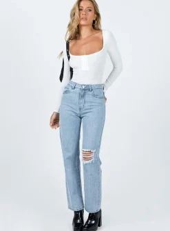 Princess Polly Ballard Long Sleeve Bodysuit White Outlet