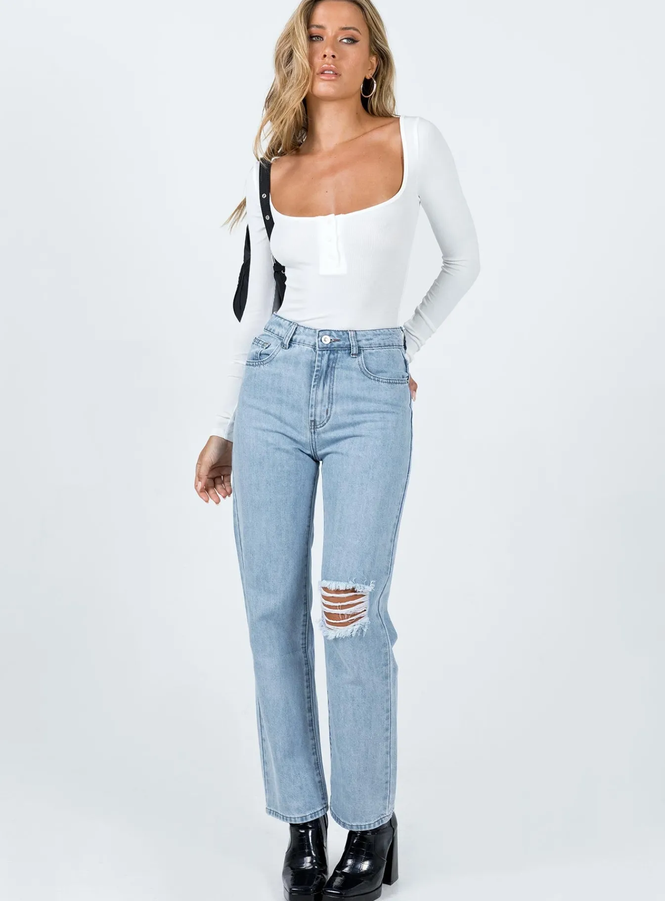 Princess Polly Ballard Long Sleeve Bodysuit White Outlet