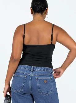 Princess Polly Ballidu Eco Nylon Top  Black Flash Sale