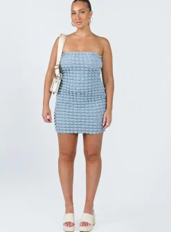 Princess Polly Balmoral Mini Dress  Blue New