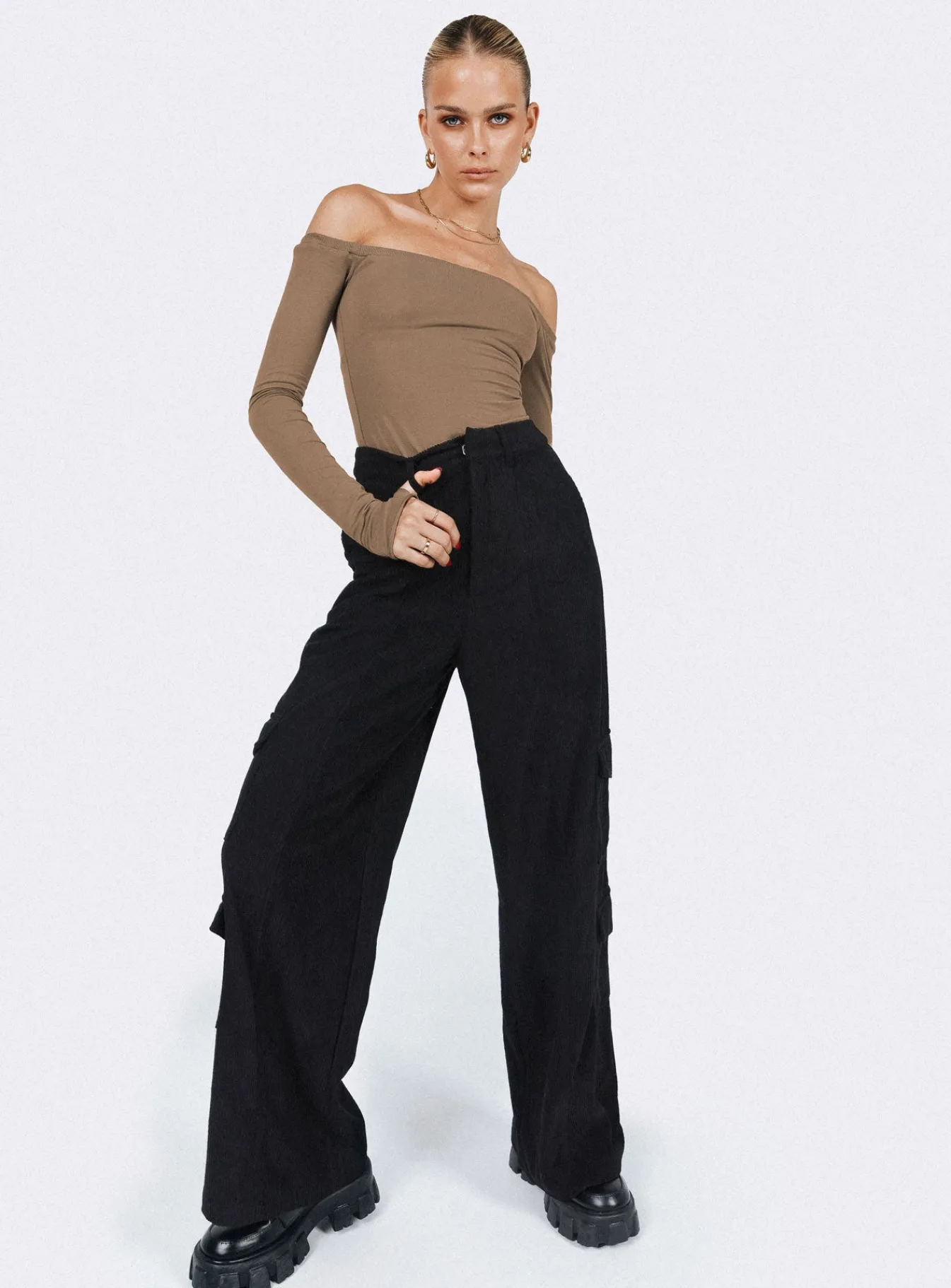 Princess Polly Bando Cargo Pants Black Fashion