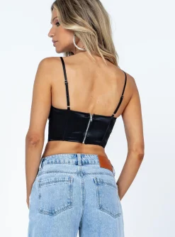 Princess Polly Banksia Top  Black Hot