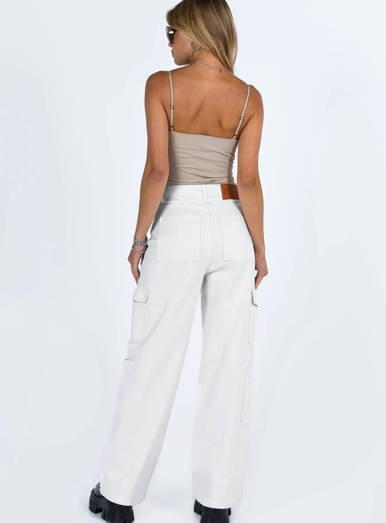 Princess Polly Barbara Cargo Jeansdenim White Fashion