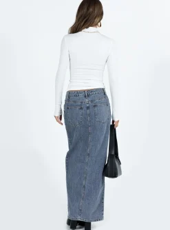 Princess Polly Barbara Split Midi Skirt  Faded Denim Fashion