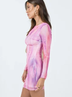 Princess Polly Barclay Long Sleeve Mini Dress Pink Best