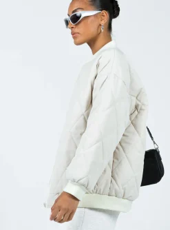 Princess Polly Barina Quilted Puffer Jacket  Cream Store