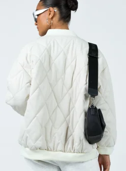 Princess Polly Barina Quilted Puffer Jacket  Cream Store