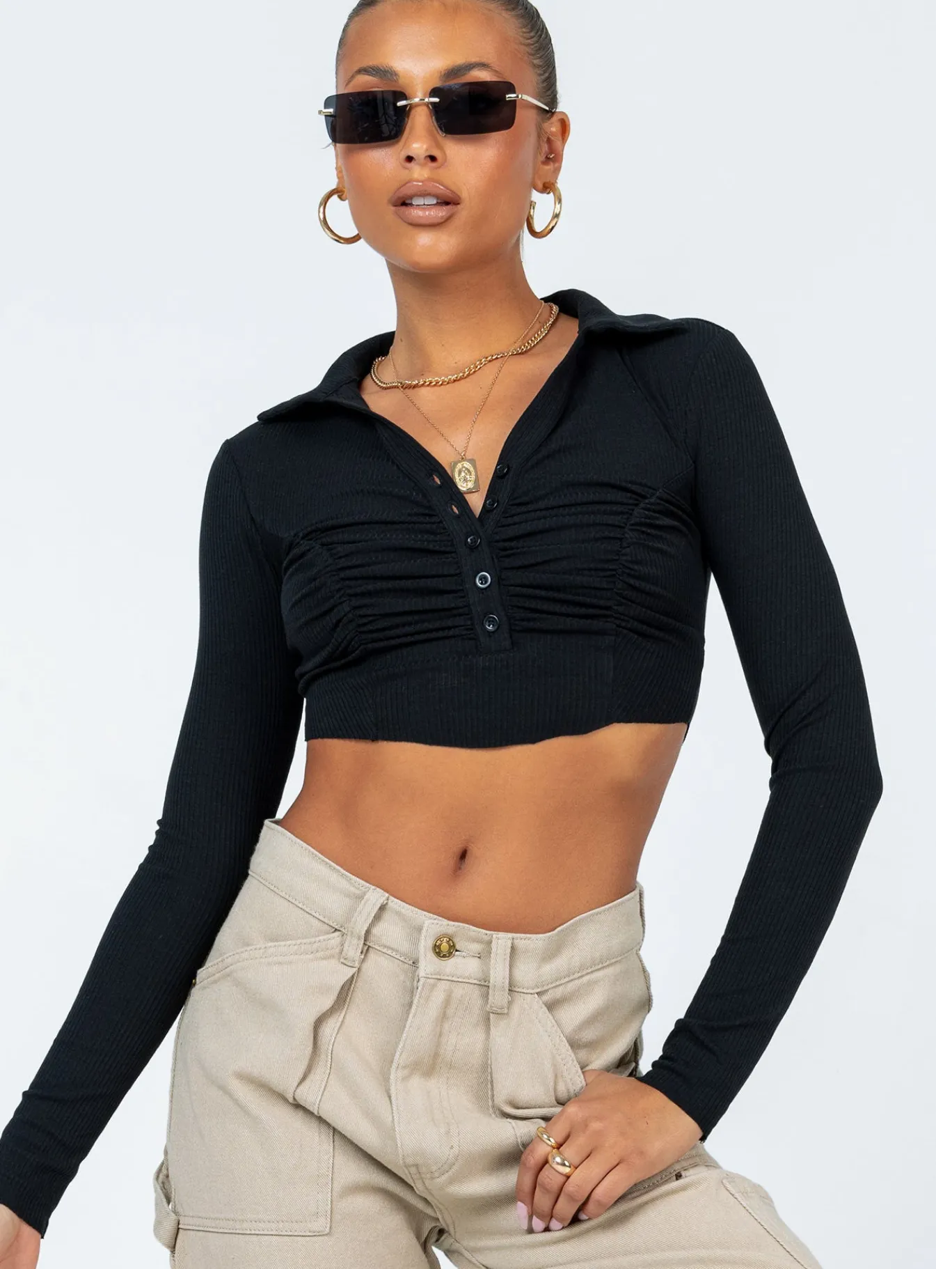 Princess Polly Barlee Long Sleeve Top Black Sale