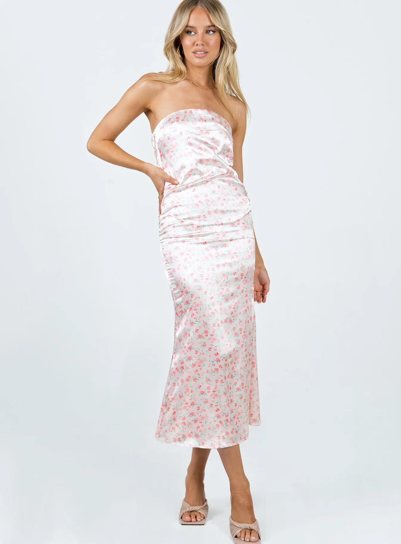Princess Polly Barnsley Strapless Midi Dress/ Floral Pink Cheap