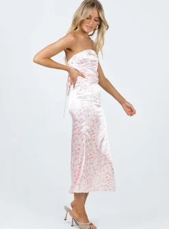 Princess Polly Barnsley Strapless Midi Dress/ Floral Pink Cheap